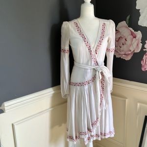 White wrap dress with embroidery details